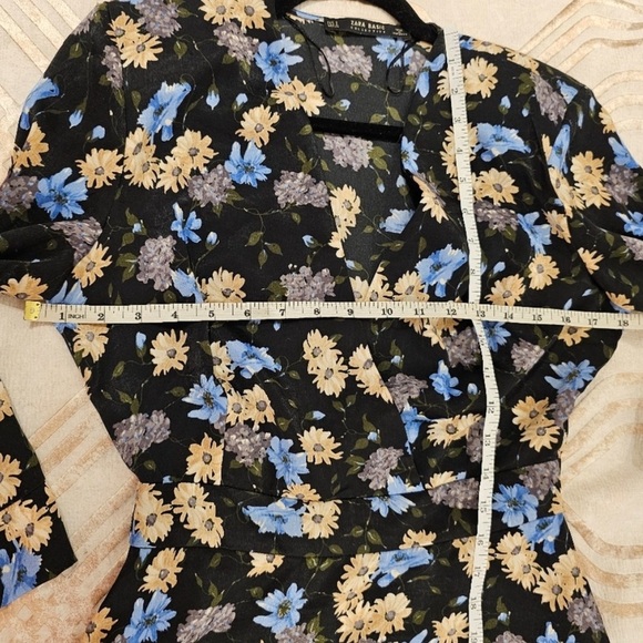 Zara Black Floral Printed Faux Wrap Dress S - Picture 8 of 10